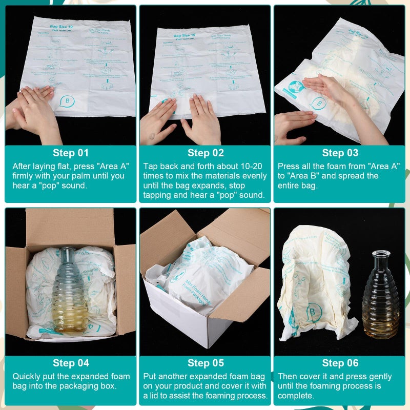 Innconee 16 Pack Foam Bag for Shipping 21""x 23"" Foam Expanding Packaging Bags, Handy Packing Bag, Instant Pack Quick Expanding Bags for Packing Mailing Shipping - Image 4
